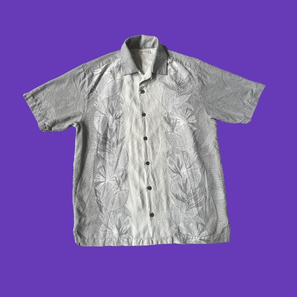 Tommy Bahama Other - Tommy Bahama Hawaiian Silk Button Shirt Short Sleeves Leaf Print Men Sz S